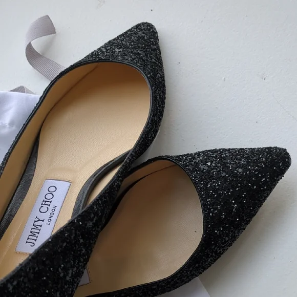 Jimmy Choo Black Glitter Heels 37 - Picture 6 of 6